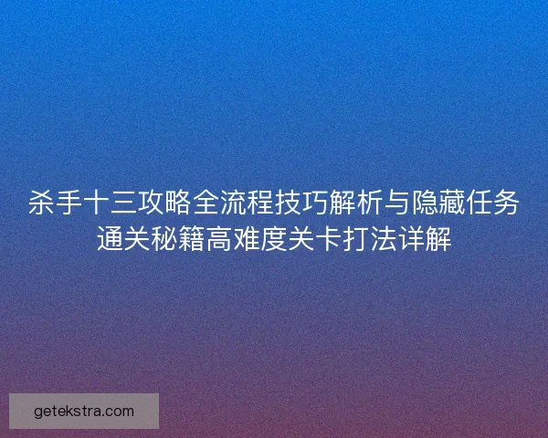杀手十三攻略全流程技巧解析与隐藏任务通关秘籍高难度关卡打法详解
