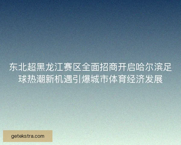 东北超黑龙江赛区全面招商开启哈尔滨足球热潮新机遇引爆城市体育经济发展